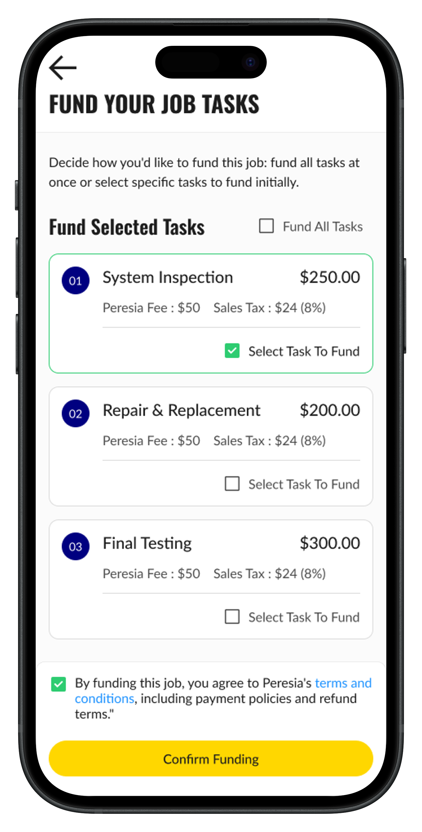 Peresia mobile app interface 5